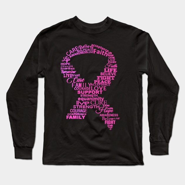 Motivational Breast Cancer Pink Ribbon,Inspirational Cancer awareness Long Sleeve T-Shirt by Jozka